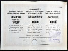 Budapest 1922-1923. "Mezőgazdasági Ipar-Részvénytársaság" részvénye 1000K-ról és 10.000K-r...