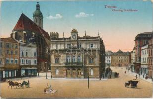 Opava, Troppau; Oberring, Stadttheater / square, theatre