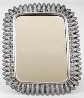 Csipkés szélű régi tükörtartó új tükörrel,  ezüstözött, 19,5x15,5cm
