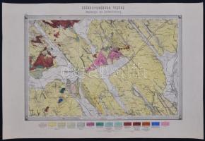 cca 1860 Székesfehérvár vidéke geológiai térképe. Kézzel színezett rézmetszetű térkép. Steingruber-Baur 36x48 cm