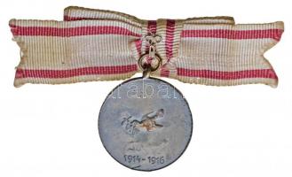 Osztrák-Magyar Monarchia 1916. "Erzsébet Királyné béke medál" ezüstözött fém patrióta érem...