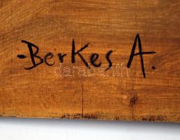 Berkes jelzéssel: Napfényes városi utca, olaj, fa, 46,5×64 cm