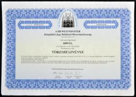 Göd 1994. "HB Westminster Kárpótlási Jegy Befektető Részvénytársaság" 1db és 10db törzsrés...