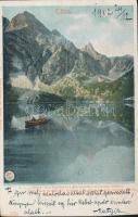 Tátra, Halas tó, Barát, Menguszfalvi csúcs, kiadja Feitzinger Ede 1902/12 / lake, mountains (cut)