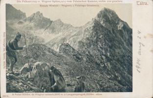 Tátra, Felkai és Wagner csúcsok, kiadja Feitzinger Ede 1902/12 / peak, climbers (EK)