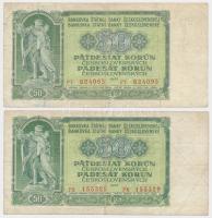 Csehszlovákia 1953. 50K (2x) T:III,III- Czechoslovakia 1953. 50 Korun (2x) C:F,VG
