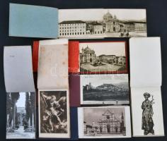 7 db RÉGI olasz városképes képeslapfüzet, összesen 88 lappal; Firenze, Torino, Padova, Rome, Assisi,...