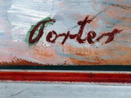 Porter Paula (1884-1944): Csendélet játékkal. Olaj, karton, jelzett, üvegezett keretben, 21×27 cm