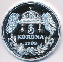 DN &quot;Királyi koronák / 1909. 5K - Mária Terézia&quot; Ag emlékérem tanúsítvánnyal (20g/0.999/38,61mm) T:PP