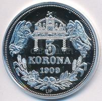 DN &quot;Királyi koronák / 1909. 5K - II. József&quot; Ag emlékérem tanúsítvánnyal (20g/0.999/38,61mm) T:PP