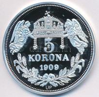 DN "Királyi koronák / 1909. 5K - II. Lipót" Ag emlékérem tanúsítvánnyal (20g/0.999/38,61mm) T:PP