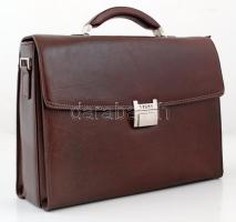 Nem használt, új állapotú Verus teljes bőr aktatáska, több külső és belső rekesszel, hordszíjjal / New leather bag