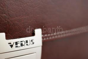 Nem használt, új állapotú Verus teljes bőr aktatáska, több külső és belső rekesszel, hordszíjjal / N...