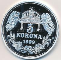 DN "Királyi koronák / 1909. 5K - II. István" Ag emlékérem tanúsítvánnyal (20g/0.999/38,61m...