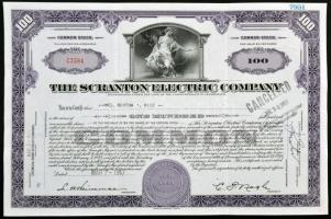 Amerikai Egyesült Államok / Pennsylvania 1947. "Scranton-i Elektromos Művek" 100 részvénye...