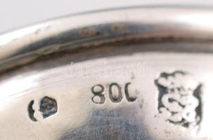 Dekoratív, virágmotívumokkal gazdagon díszített ezüst (Ag.) tartó, jelzett, d: 9 cm, nettó 70 g