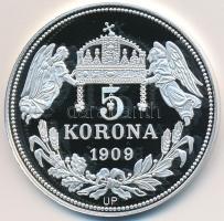 DN "Királyi koronák / 1909. 5K - Ferenc József" Ag emlékérem tanúsítvánnyal (20g/0.999/38,...