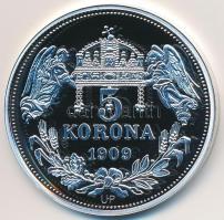 DN "Királyi koronák / 1909. 5K - II. Károly" Ag emlékérem tanúsítvánnyal (20g/0.999/38,61m...