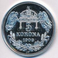 DN &quot;Királyi koronák / 1909. 5K - I. Ferenc&quot; Ag emlékérem tanúsítvánnyal (20g/0.999/38,61mm) T:PP