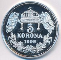 DN "Királyi koronák / 1909. 5K - IV. István" Ag emlékérem tanúsítvánnyal (20g/0.999/38,61mm) T:PP