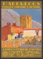 cca 1940 2 darab, Mariano Bertuchi (1884-1955) spanyol festő festményei felhasználásával készült spa...