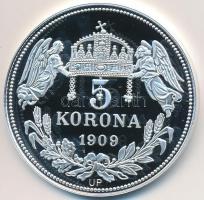 DN "Királyi koronák / 1909. 5K - II. Rudolf" Ag emlékérem tanúsítvánnyal (20g/0.999/38,61m...