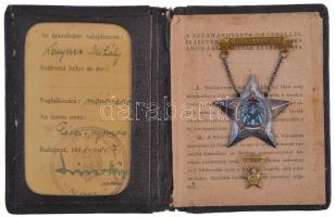 1953. "Sztahanovista" zománcozott fém kitüntetés miniatűrrel, igazolvánnyal T:2