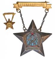 1953. "Sztahanovista" zománcozott fém kitüntetés miniatűrrel, igazolvánnyal T:2