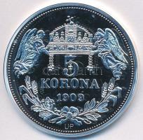 DN &quot;Királyi koronák / 1909. 5K - I. Ulászló&quot; Ag emlékérem tanúsítvánnyal (20g/0.999/38,61mm) T:PP