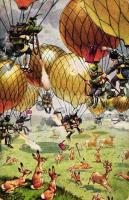 Parachuting hunters, rabbits, humour, T.S.N. Serie 1156. (6. Dess) s: Thiele (fa)