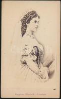 cca 1867 Erzsébet királyné, azaz Sisi (1837-1898) magyar királyné koronázási ruhájában, vizitkártya méretű műtermi fotó, keményhátú fénykép, 10x6 cm / cca 1867 Empress Sisi wife of Franz Joseph I, 10x6 cm