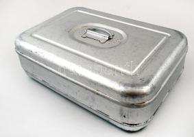 Régi retró alumínium uzsonnás doboz, 28x19x8cm