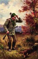 Hunter, dead deer, Erika Nr. 2994. s: Ringeilen (fa)