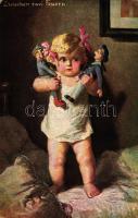 Két tűz között, E.M.M. No. 290., Zwischen zwei Feuern / Girl, soldier dolls, E.M.M. No. 290.