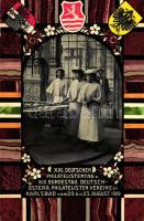 1909 Karlovy Vary, Karlsbad; XXI. Deutscher Philatelistentag und XIII. Bundestag Deutsch-Österr. Philatelisten Vereine / Germand and Austrian stamp day, coat of arms, floral, 5 Heller Ga.