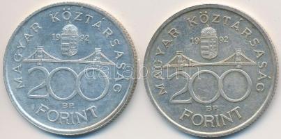 1992. 200Ft Ag "MNB" (2x) T:2,2-