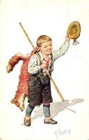 Children, hunter, fox, B.K.W.I. 947-6. s: K. Feiertag