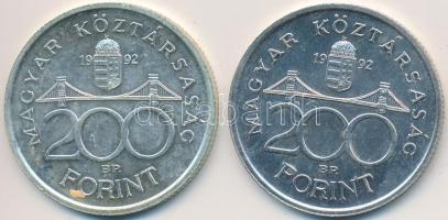 1992. 200Ft Ag "MNB" (2x) T:2,2-