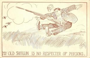 My old shotgun is no respecter of person, hunter, humour s: Nathan Ollier (EK)