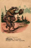 1898 Badger hunter, litho s: R.R.