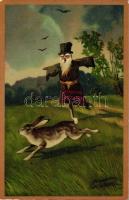 Easter, rabbit, scarecrow, H&S litho (Rb)