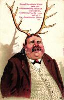 Cuckolded man, humour, Ser. 17. 450. litho, Felszarvazott férfi, Ser. 17. 450. litho