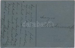 Hand-painted postcard, hunter Vadász, kézzel festett képeslap