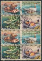 Veszélyeztetett állatok sor nyolcastömbben Endangered animals set block of 8