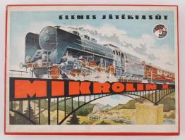 Mikrolin I. retró elemes játék vasút, eredeti dobozában, teljes, 39×29 cm