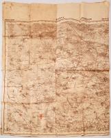 1940 Romny és környéke katonai térképe, 1:100000, több helyütt ragasztott, az alja jobb széle részbe...