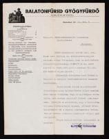 1941 Balatonfüred, A Balatonfüred Gyógyfürdő Budapesti Fehérneműtisztítók Ipartestületének címzett levele díszes fejléces papíron