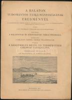 A Balaton tudományos tanulmányozásának eredményei. Első kötet, hatodik rész, függelék: A Keszthelyi Hévíz tó termékeinek chemiai vizsgálata Weszelszky Gyulától. Egy melléklettel Dr. windisch Rikárdtól. Bp., 1911, Kilián Frigyes M.K. Egyetemi Könyvárus Bizománya. Kiadói papírkötés, gerincnél kissé szakadt, kissé foltos, egyébként jó állapotban.