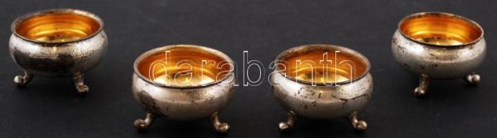 4 db aranyozott belsejű fém fűszertartó, jelzett, kis kopásnyomokkal, d: 4,5 cm