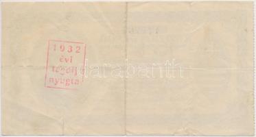 Budapest 1930. "Revíziós Pengő" arcképes változat, kitöltött, felülbélyegzett T:III-